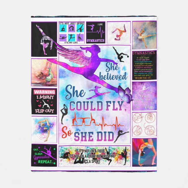 Gymnastics - She believed she could fly Qbs TTA Fleece Blanket (Front)