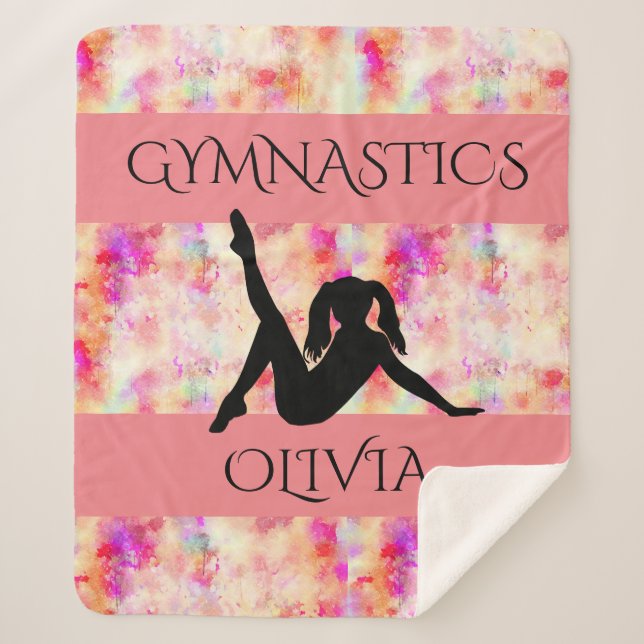 GYMNASTICS SHERPA BLANKET. Personalised name. Sherpa Blanket (Front)