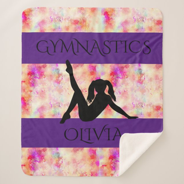 GYMNASTICS SHERPA BLANKET. Personalised name. Sherpa Blanket (Front)
