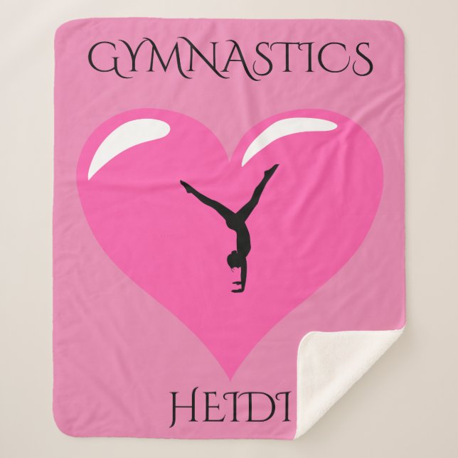 Gymnastics sherpa blanket with personalised name. (Front)