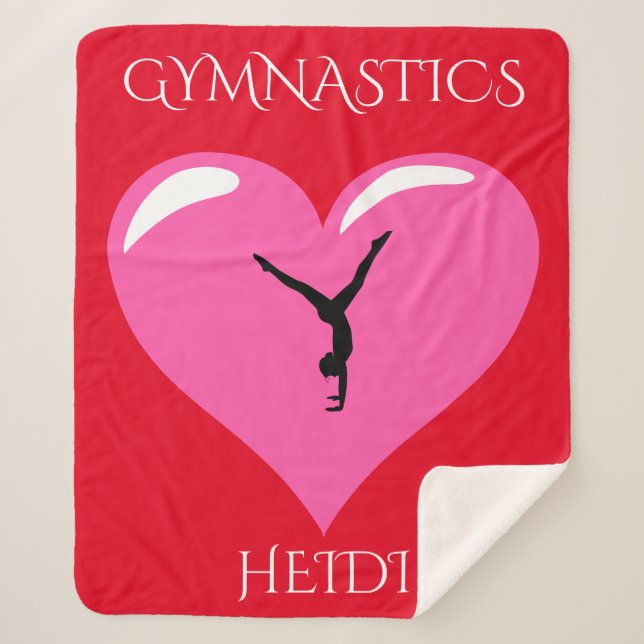 Gymnastics sherpa blanket with personalised name. (Front)