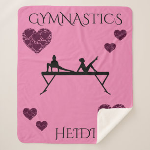 Gymnastics sherpa blanket with personalised name.