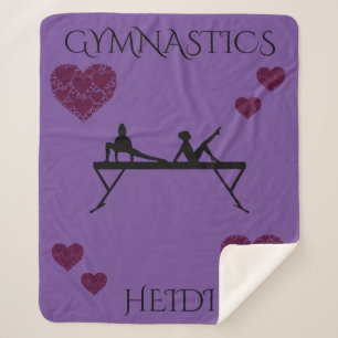 Gymnastics sherpa blanket with personalised name.