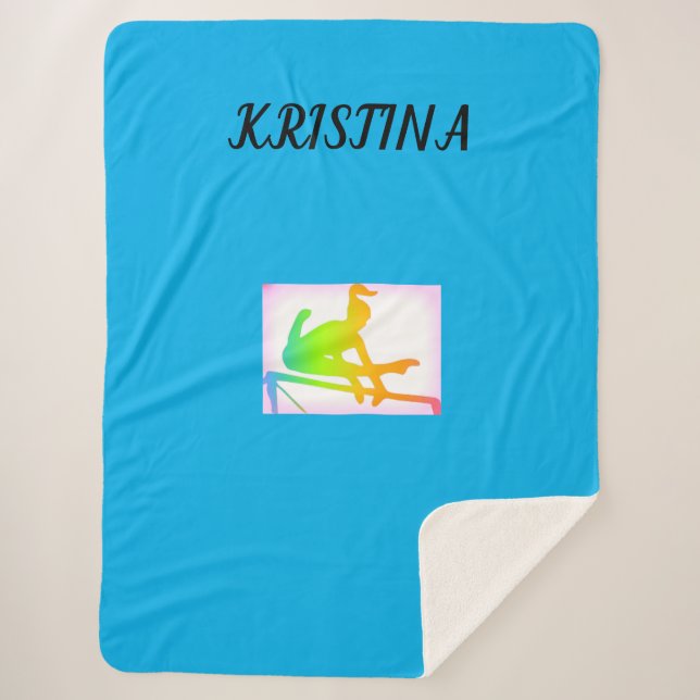 GYMNASTICS SHERPA LARGE BLANKET WITH NAME. (Front)