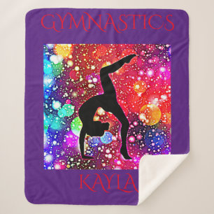 GYMNASTICS SHERPA MEDIUM BLANKET WITH NAME.