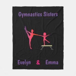 Gymnastics Sisters Custom Names Fleece Blanket