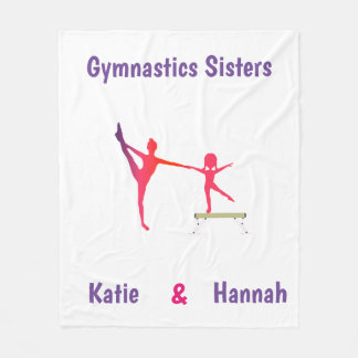 Gymnastics Sisters Custom Names Fleece Blanket