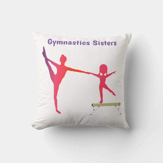 Gymnastics Sisters Personalised Throw Pillow (Front)