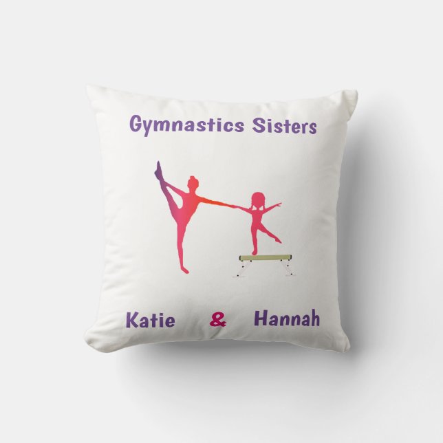 Gymnastics Sisters Version 2 Throw Pillow (Front)