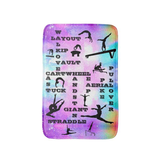 Gymnastics Skills Crosswords Bath Mat (Front Vertical)