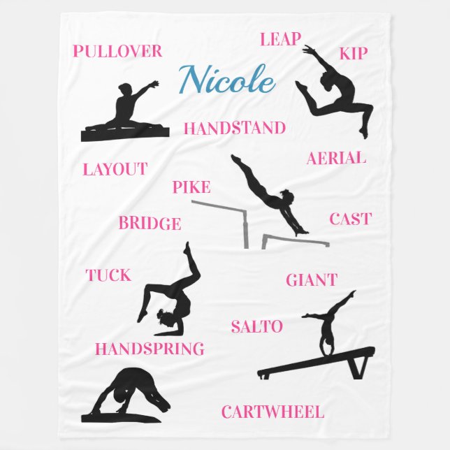 Gymnastics Skills Typography  Fleece Blanket (Front)