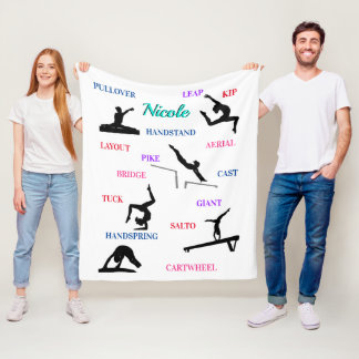 Gymnastics Skills Typography Fleece Blanket