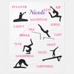 Gymnastics Skills Typography  Fleece Blanket