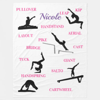 Gymnastics Skills Typography Fleece Blanket
