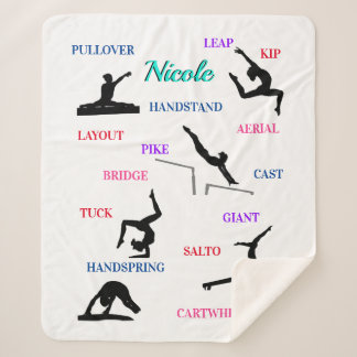 Gymnastics Skills Typography Sherpa Blanket