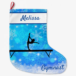 Gymnastics Snowflake Christmas Stocking on Beam