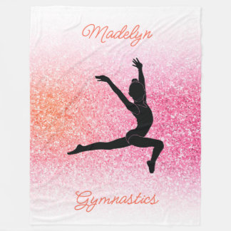 Gymnastics Soft, Cosy, Personalised Pink Tangerine Fleece Blanket