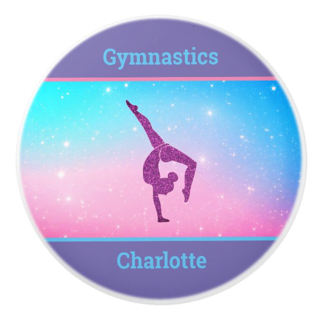 Gymnastics Sparkle Pastel Ceramic Pull (Front)