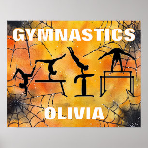 Gymnastics Spooky Spiderweb Halloween  Poster