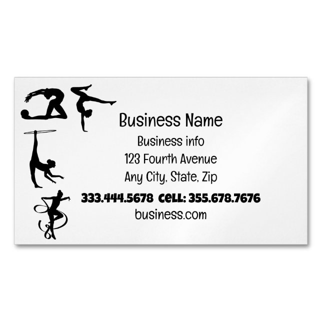 Gymnastics Sport Fitness Rythmic  Magnetic Business Card (Front)