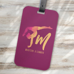 Gymnastics Stationery   Monogram Initial Pose Luggage Tag
