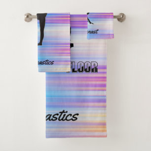 Gymnastics Stripes 3-Piece Towel Set w / Her Name!