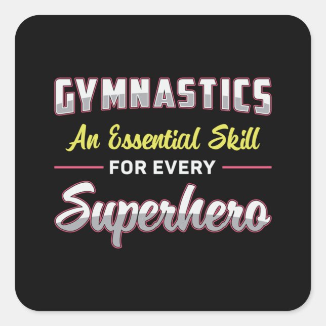 Gymnastics Superhero Acrobat Bars Beam Gymnast Square Sticker (Front)