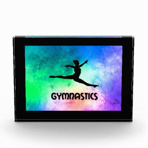 Gymnastics Switch Leap Watercolor Photo Block