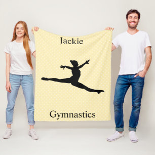 Gymnastics Switch Leap Yellow Polka Dot Fleece Blanket