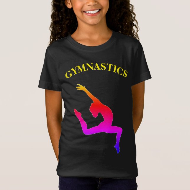 Gymnastics T-Shirt Leap Rainbow with Name (Front)
