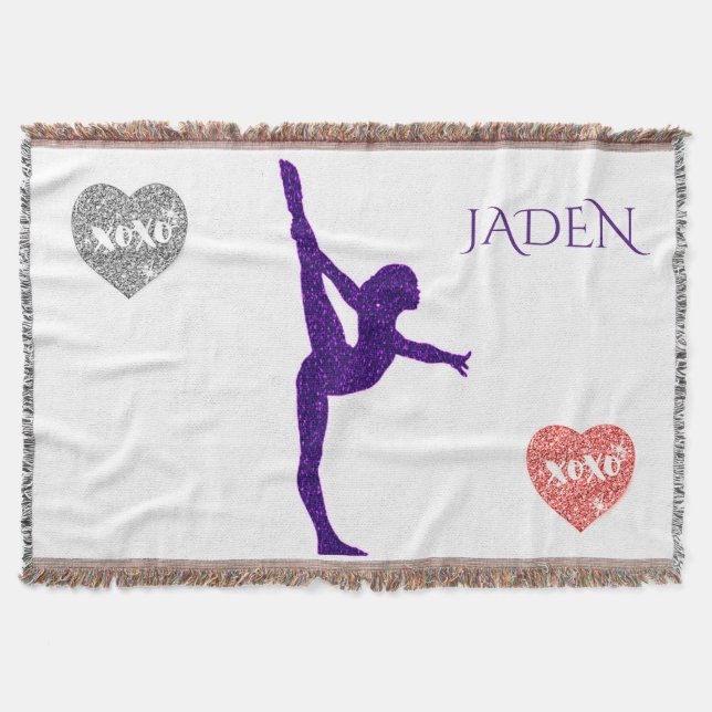 Gymnastics throw blanket. XOXO (Front)