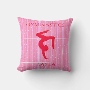Gymnastics throw pillow. Personalised name. Cushion