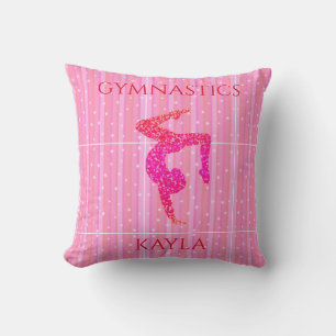 Gymnastics throw pillow. Personalised name. Cushion