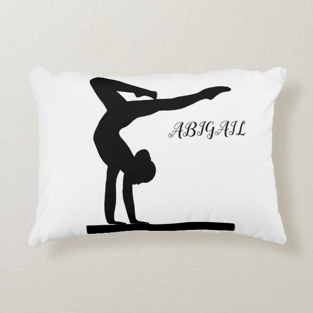 GYMNASTICS THROW PILLOW PERSONALIZED. (Front)