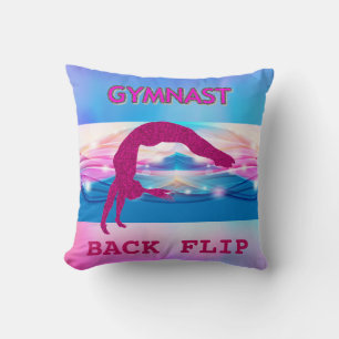 Gymnastics throw pillow with gymnast.