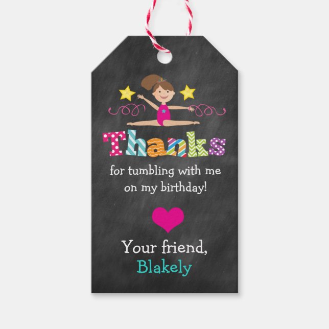 Gymnastics Tumble Birthday Party Favour Tag (Front)