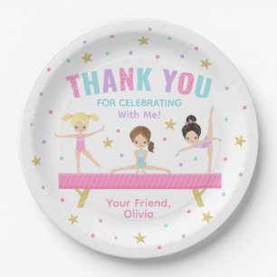 Gymnastics Tumble Pink Party  Paper Plate