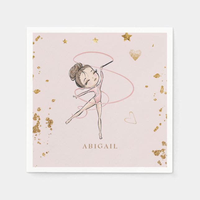 Gymnastics Tumble & Twirl Birthday Party Napkin (Front)