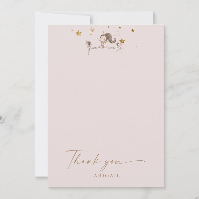 Gymnastics Tumble & Twirl Birthday Party Thank You Invitation (Front)