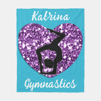 Gymnastics Turquoise and Purple Personalised Fleece Blanket