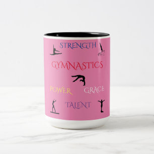 GYMNASTICS TWO TONE MUG IN PINK/BLACK.