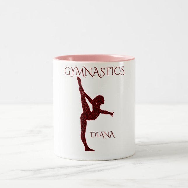 Gymnastics two toned personalised coffee mug. Two-Tone coffee mug (Center)