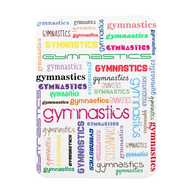 Gymnastics Typography Flexible Photo Magnet (Vertical)