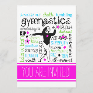Gymnastics Typography Party Invitation