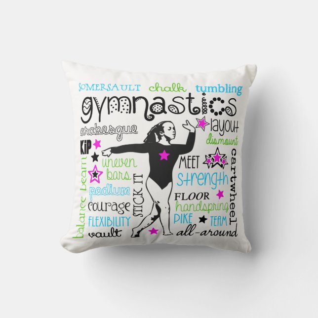 Gymnastics Typography Version 2 Pillow (Front)