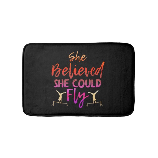 Gymnastics Uneven Bars - Believed She Could Fly Bath Mat (Front)