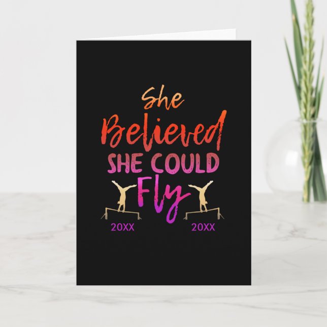 Gymnastics Uneven Bars - Believed She Could Fly Card (Front)
