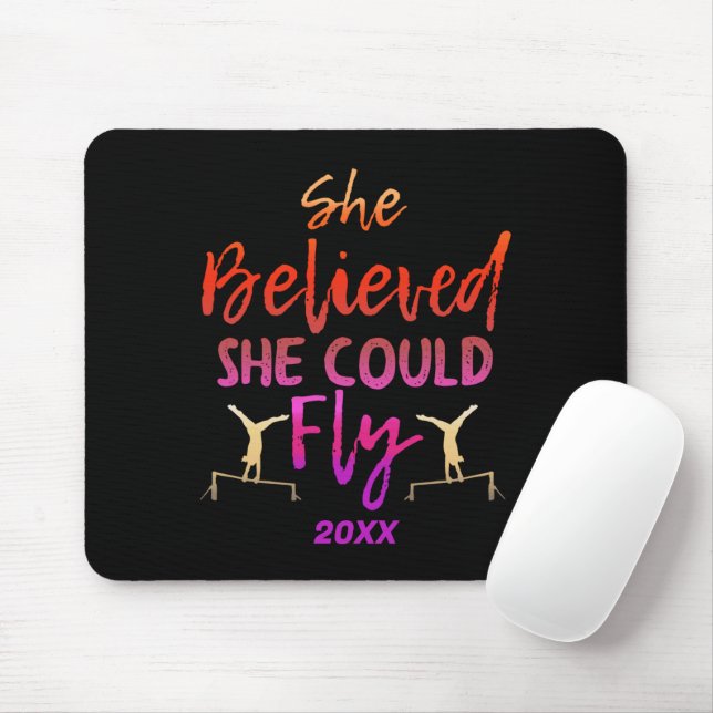 Gymnastics Uneven Bars - Believed She Could Fly Mouse Mat (With Mouse)