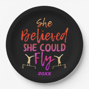 Gymnastics Uneven Bars - Believed She Could Fly Paper Plate