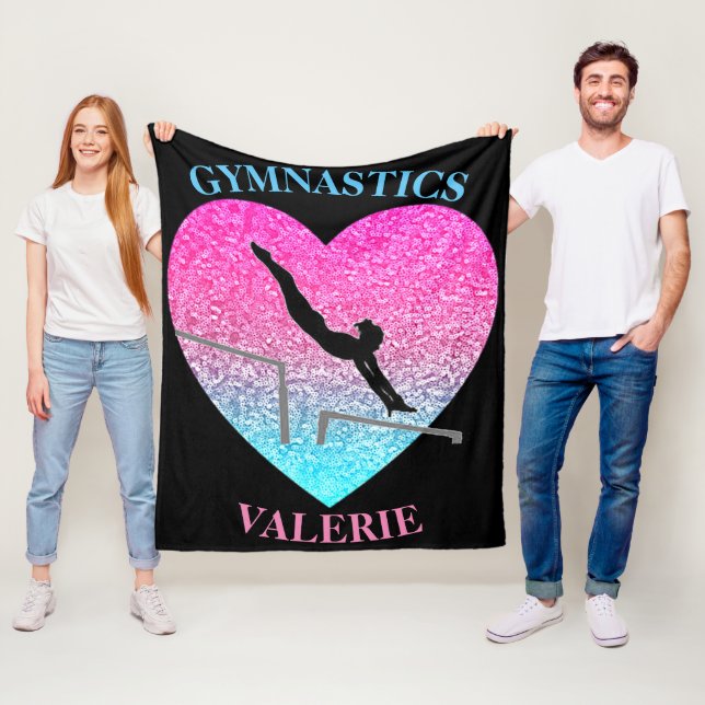 Gymnastics Uneven Bars Fleece Blanket w/ Name (In Situ)